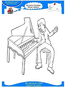 Çocuklar İçin Piano Boyama Sayfaları 